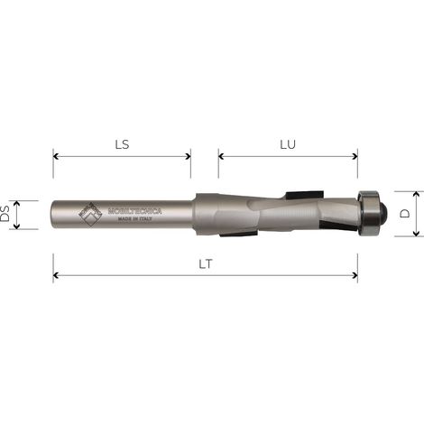 MTEC014.4 - FRESA HELICOIDAL DE DIA CON RODAM. Z1+1 CUERPO DE ACERO PCD H2,5 MM - MOBILTECNICA  .4D12,7  LU 27  DS12  LT81  Z(1+1)(3DP)  AX10°  IZQ  H2,5