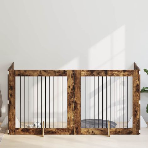 Puerta de perro con soportes 4 pcs Roble Ahumado 100 x 100 cm