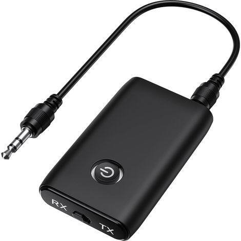 Transmetteur Récepteur Bluetooth 5.0 - Adaptateur Audio 2 en 1 Jack 3.5mm AUX - Faible Latence HiFi - Noir (1/5)