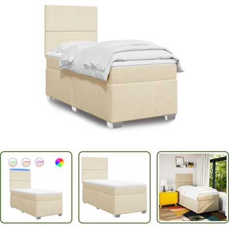 vidaXL Surmatelas - Sommier à lattes de lit et matelas Crème 90x190 cm Tissu (1/5)
