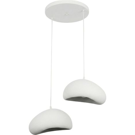Lustre en métal "Loval" - 45 x 27 cm - Blanc (1/4)