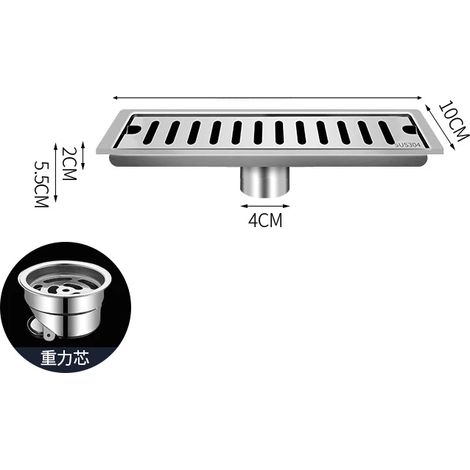 (B-30CM)10CM wide 304stainless steel drain rectangular bathroom strip deodorant floor drain rectangular shower room drainage floor drain (1/4)