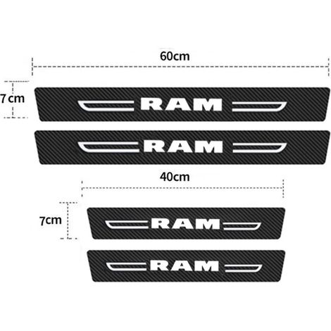 (4 pièces pour Ram) Autocollants décoratifs de seuil de porte de voiture,ruban de protection pour logo Dodge Ram 2500 1500 Charger Challenger Journey Jersey Durango (1/3)