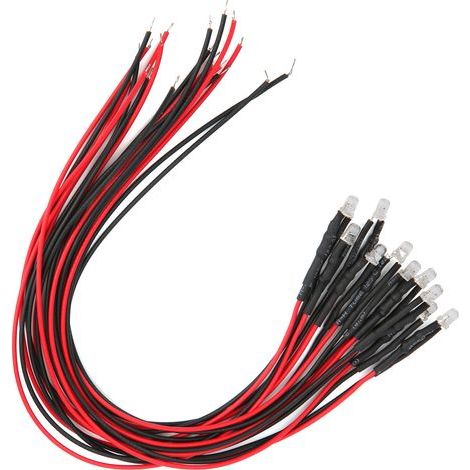50 pièces de LED clignotantes pré-câblées, diodes électroluminescentes à tête ronde 12V, lumière orange (1/5)