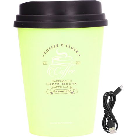 Mini-Luftbefeuchter im Becherformat, 300 ml – Leise, automatische Abschaltung, originell, für Auto/Zuhause/Büro, Café-Look, witziges Muttertagsgeschenk (Grün)