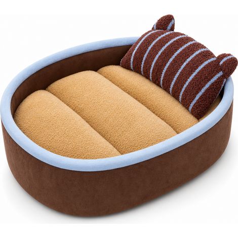 Panier très douillet pour chats marron chaud 55 x 40 cm