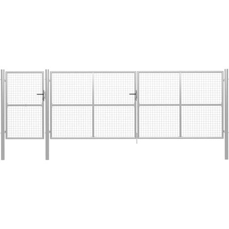 Portail de jardin en acier argenté 500 x 150 cm