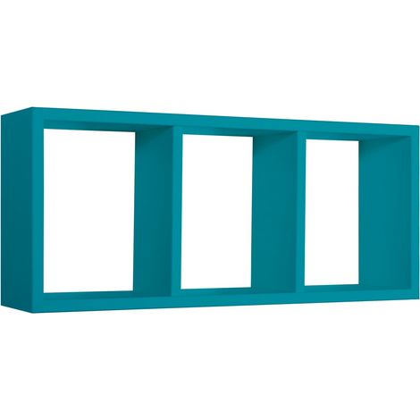 Mensola cubo 3 scomparti scaffale blu soggiorno salotto camera moderno Tristano (1/5)
