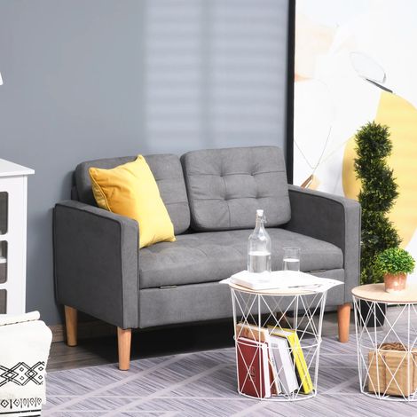 divano 2 posti 117x62x78 cm contenitore grigio OKMYHOME (1/4)