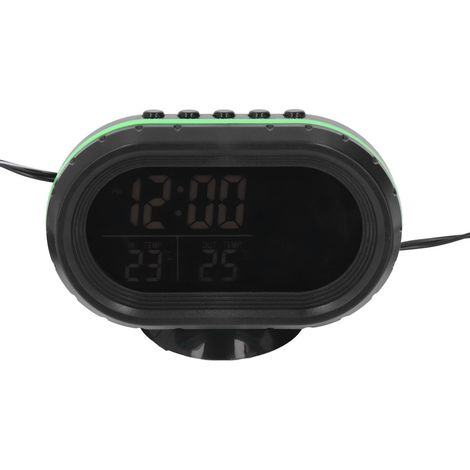 Thermomètre Voltmètre Horloge LCD Affichage Bi-Color Multifonction Numérique pour Voiture avec Lumière Lumineuse 12-24V Orange et Vert (1/5)