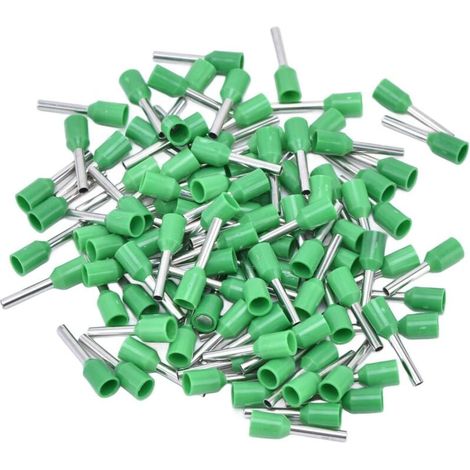 1000Pcs Bornes à sertir isolées pour broches électriques 16 AWG Kit de connecteurs d'extrémité de cordon E1510 Vert,DUBUNS (1/4)
