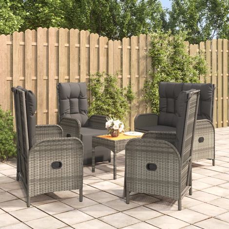 Ensemble Table et Chaise de Jardin 5 pcs - Ensemble Table à manger + 4 chaises avec coussins Gris BV341265 - BonneVie (1/5)
