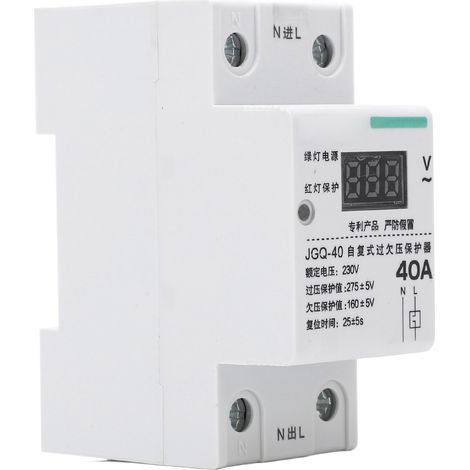 Dispositif de protection contre les surtensions et les sous-tensions pour montage sur rail DIN avec réarmement automatique, affichage rond, 40 A, 230 V (1/5)