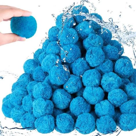 Boule filtrante pour piscine, boule filtrante pour bain d'aquarium, média filtrant en fibre pour piscine, bleu (500 g) (1/4)
