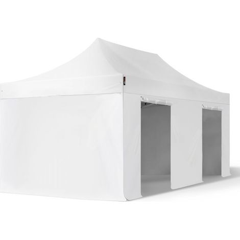 TOOLPORT 3x6 m PVC 800 Pop up gazebo party tent PREMIUM Steel 40 mm, incl. Sidewalls, fire resistant, white