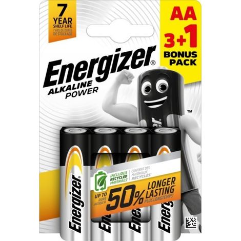 Pila alcalina power lr6 aa pack 4 +3+1 energizer