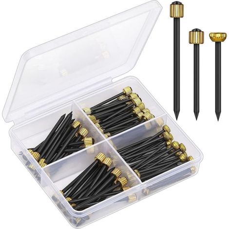 Juego de 90 clavos para colgar cuadros, 3 tamaños, clavos para colgar con caja de almacenamiento, clavos para colgar cuadros, clavos de madera, cabeza dorada, negro