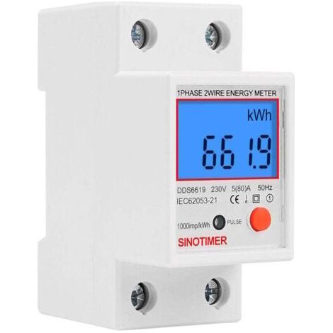 NALOOKAMIC Sous compteur électrique monophasé, 80A max modulaire, Simple tarif, Affichage LCD., (1/3)