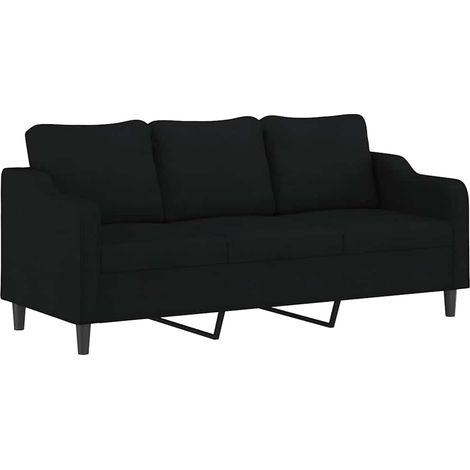 Canapé Sofa à 3 places Noir 180 cm Tissu (1/5)