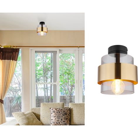 LED Deckenleuchte mit Rauchglas Lampenschirm Messingring, Ø 18cm (1/5)