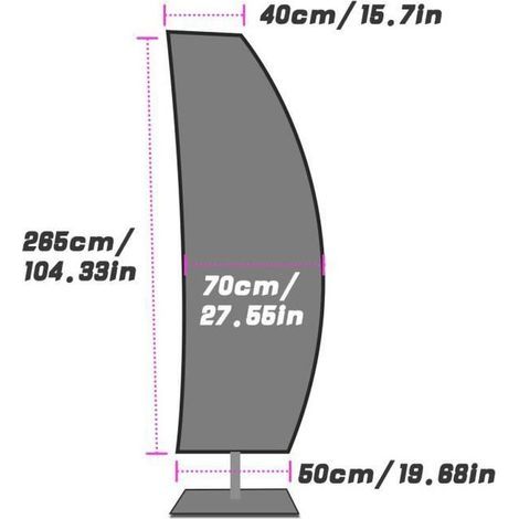 Schutzhülle für Ampelschirme, Gartenabdeckung für seitlich versetzte Stangen, aus wasserdichtem 210D Oxford-Gewebe, 265 x 50 x 70 x 40 cm (1/4)