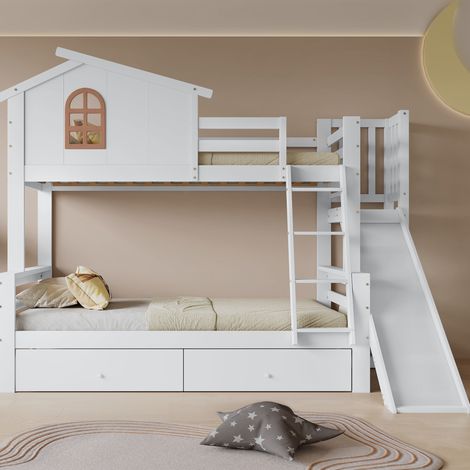 struttura letto 90x200 con scivolo cassetti bianco OKMYHOME (1/5)