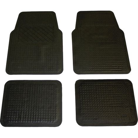 DBS - Alfombrillas para coche - 4 piezas: Delanteras y traseras - Goma - Universales - Recortables, Color negro