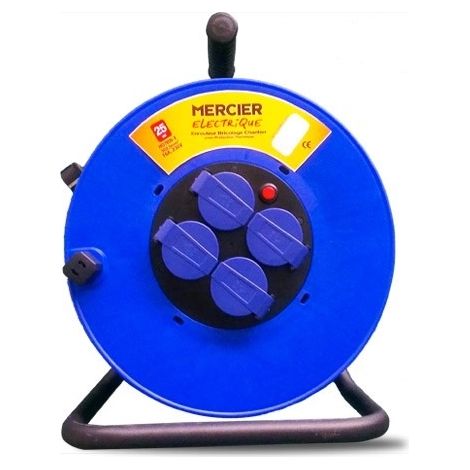 Enrouleur MERCIER 4 prises - 40m - 250V - 3 G 2,5 mm2 - H07RNF - 905