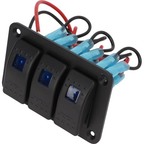 Dreistufiger Wippschalter mit Überstromschutz, blauer LED-Hintergrundbeleuchtung, IP65 wasserdicht, für 12-24V Fahrzeuge, Boote, SUVs und LKWs (1/5)