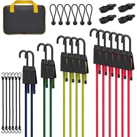 Spanngummi Set 30tlg. mit Haken, Kugel & Clips, verstellbar 60-150cm (1/5)
