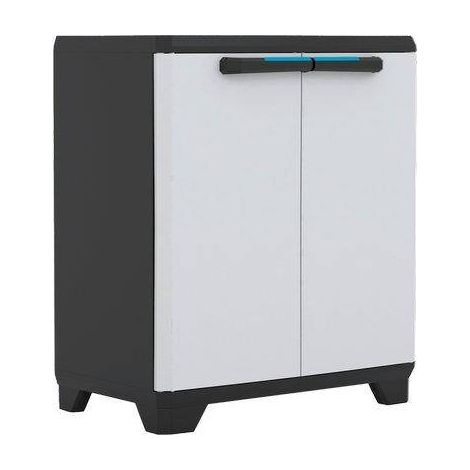 Armoire d'atelier basse réglable 68 x 39 x 90 cm – Résine robuste – 1 étagère réglable – Capacité 15 kg par étagère – Résistante à la pluie – KIS
