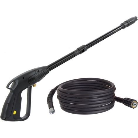 High Pressure Washer Gun M22x1.5 15mm Pin with Accessory Hose - Adjustable Nozzle - Hose Length 5m (1/4)