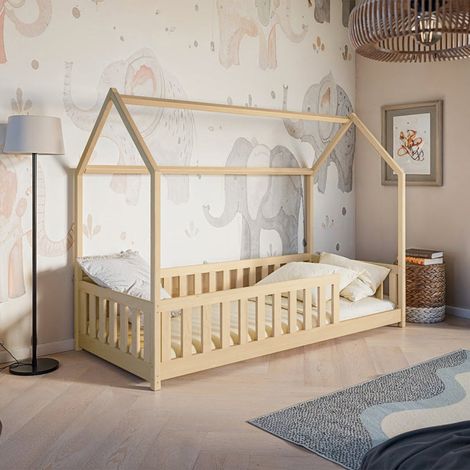 Lit cabane 90x200 sommier inclus Maya Bois (1/3)