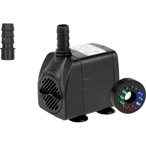 Pompe submersible silencieuse, débit réglable, avec éclairage LED, câble de 1,45 m (1000 L/H, 15 W, hauteur manométrique 1,6 m) (1/5)