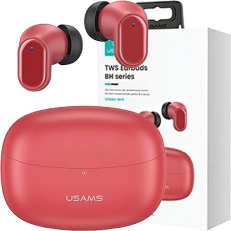 Cuffie wireless Bluetooth 5.1 TWS usams rosse (1/5)
