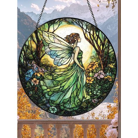 Attrape-soleil fée en vitrail, décoration fenêtre fantastique pour maison et jardin 9cm (1/5)
