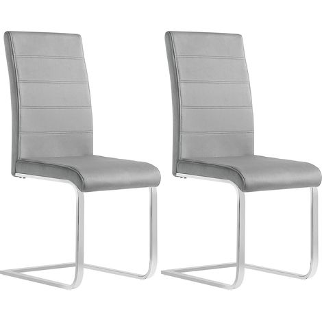Woltu – Lot de 2 chaises cantilever en velours gris foncé – Dossier haut incurvé – Rembourrage en éponge – Capacité de charge 120kg – Assemblage facile (1/5)