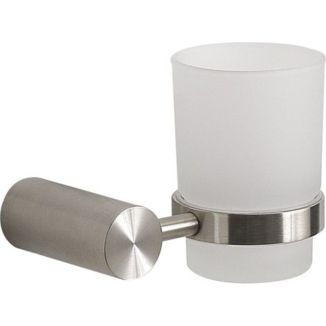 Wand-Zahnputzbecherhalter Aus Edelstahl Und Satiniertem Glas, Schraubbefestigung  Aloe