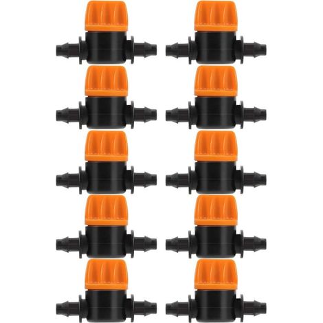 10 piezas de válvula de conmutación para riego por goteo 4/7, conector de tubo de riego, conectores de manguera con válvula de púas, adecuados para jardinería agrícola. (1/5)