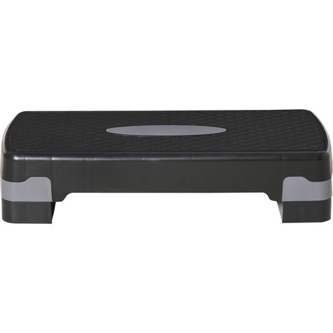 Stepper de fitness à domicile, hauteur réglable de 10 à 15 cm, avec revêtement antidérapant, plateforme idéale pour l'entraînement en salle de sport, 68 x 29 cm, noir et gris (1/5)