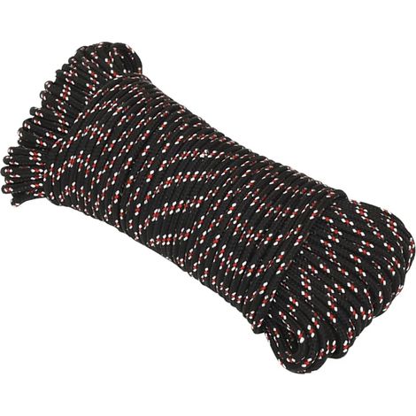 Corde de bateau, Corde de Chanvre, pour la Décoration, le Bricolage, le Jardinage Noir 3 mm 50 m Polypropylène OIB7483E (1/5)