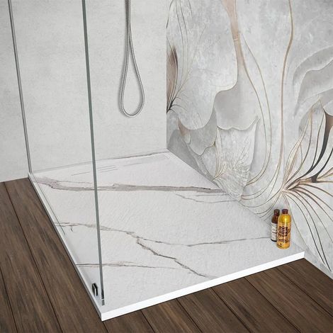 Piatto doccia 80x120 effetto marmo in resina riducibile con canalina Argo (1/5)