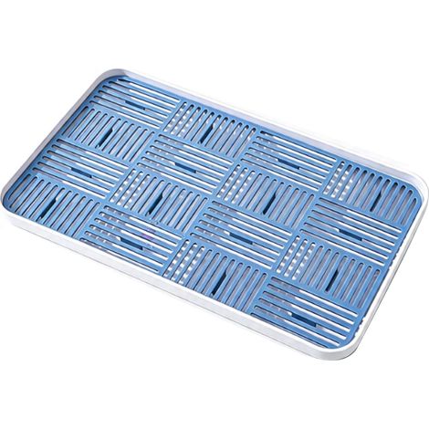 Égouttoir à 2 niveaux pour comptoir de cuisine, égouttoir à vaisselle amovible, égouttoir à thé, fruits et légumes, bleu (1/5)