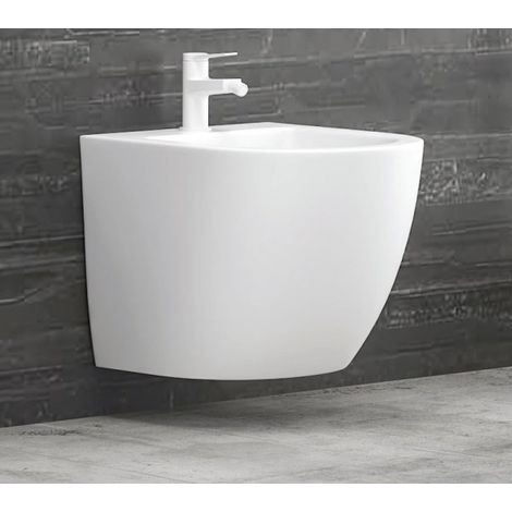 Bidet suspendu MILOS 49,5x32,5x37 cm-Blanc-Blanc-37 -- (1/5)