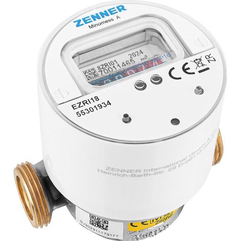 Compteur d'eau froide avec saillie Zenner, Minomess, 30°C Q3 2,5, BL:80mm-DN15- 1/2 R40HV 325 RK, wireless M-Bus