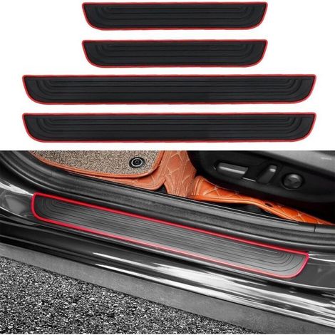 4 Pièces de Protection de seuil de Porte de Voiture,Protection de seuil de Porte Universel,Plaque de Protection pour seuil de Porte Avant/arrière en PVC Souple,Protecteur de pédale d'accueil