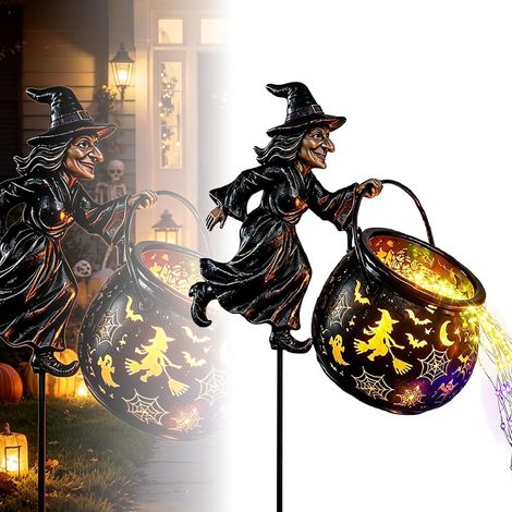 Lampe Jardin Sorcière, Chaudron, Cascade, Guirlande, Etanche, LED, Extérieur, Terrasse, Déco, Halloween (1/5)