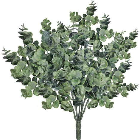 Fake Eucalyptus Leaves, Artificial Stems, Fake Eucalyptus Branches, Plants in Dusty Green, 14.6 Inches Height for Wedding Party (1/5)