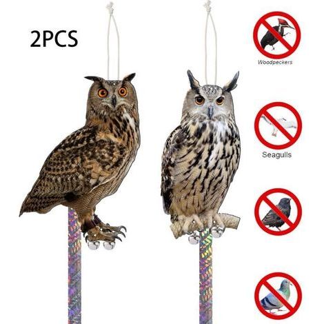 Bird Repellent, Scarecrow, Reflective Tape, Anti-Pigeon Chimes (2 owls)