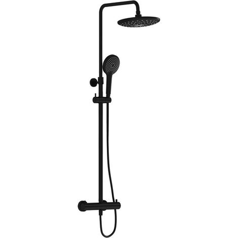 Vitra Aquaheat Bliss 240 Thermostatic Bar Mixer Shower with Shower Kit + Fixed Head - Black (1/3)